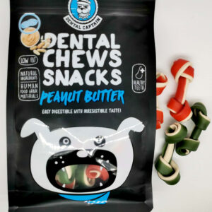 Dental Captain Dual Color Chews Knotted Bone Dog Treats (Peanut Butter)